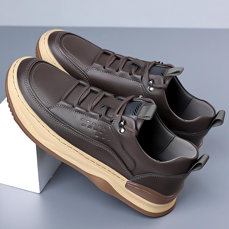 Fashion High Quality Men's Genuine Leather Casual Shoes Thick Soles High Height British Shoes for Men's Outdoor Hiking Travel Shoes