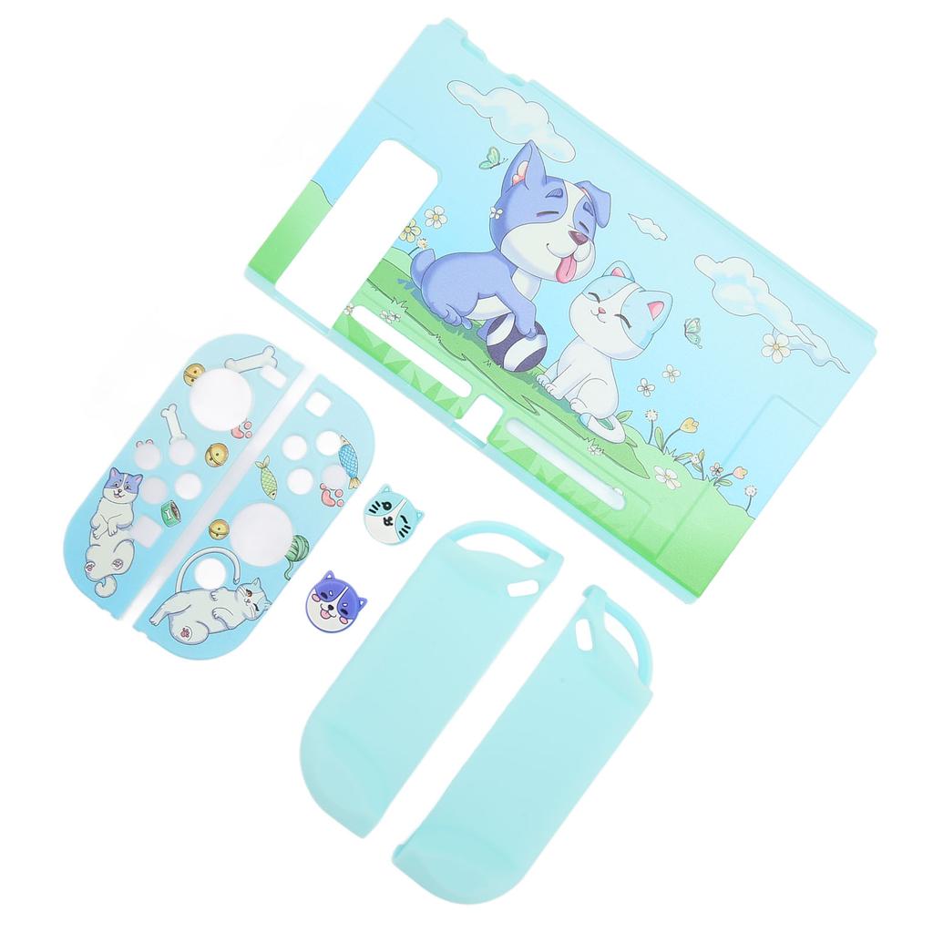 Gaming Console Protective Case Soft Cover Grip Protector for Switch Blue Cat Purple Dog Pattern