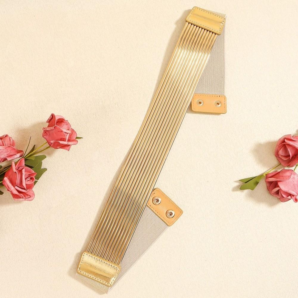 Bright Women Waist Belt Gold Elastic Cummerbunds Simple Waist Corset Belts  Party