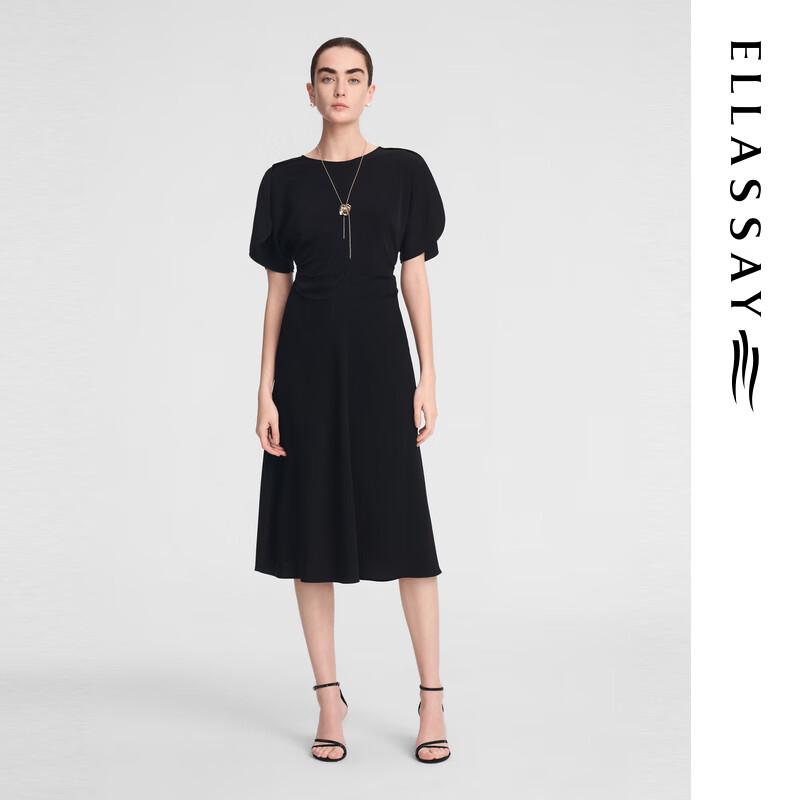 ELLASSAY Spring/Summer V-Neck Pleated Waist Triacetate Dress