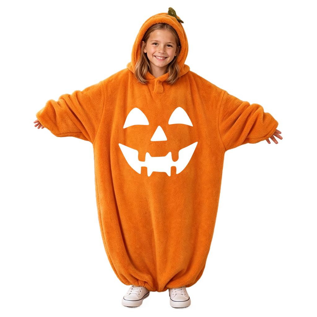 Kids' Halloween Printed Flannel Romper Pajama Set for Loungewear