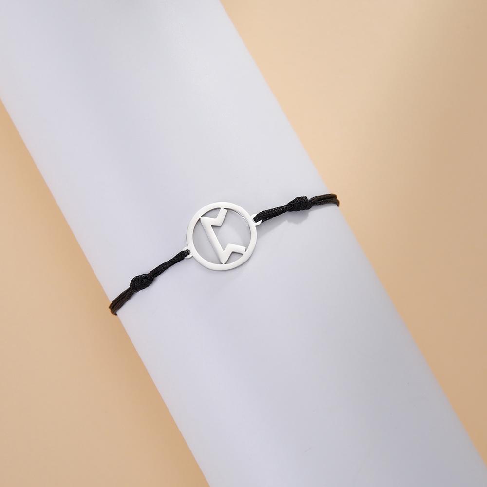 Dawapara Norse Runes Bracelet Elder Futhark Rune Charm Adjustable Rope Bracelet Stainless Steel Viking Jewelry