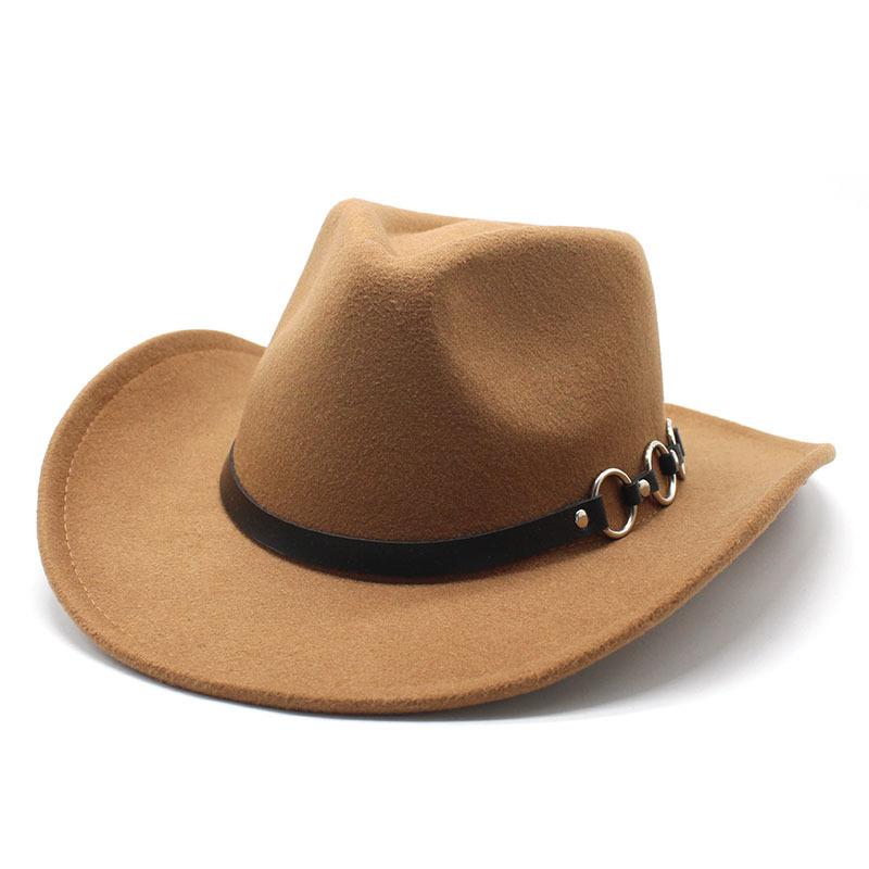 Men And Women Woolen Top Hat Western Cowboy Gentleman Jazz Concave Top Felt Hat