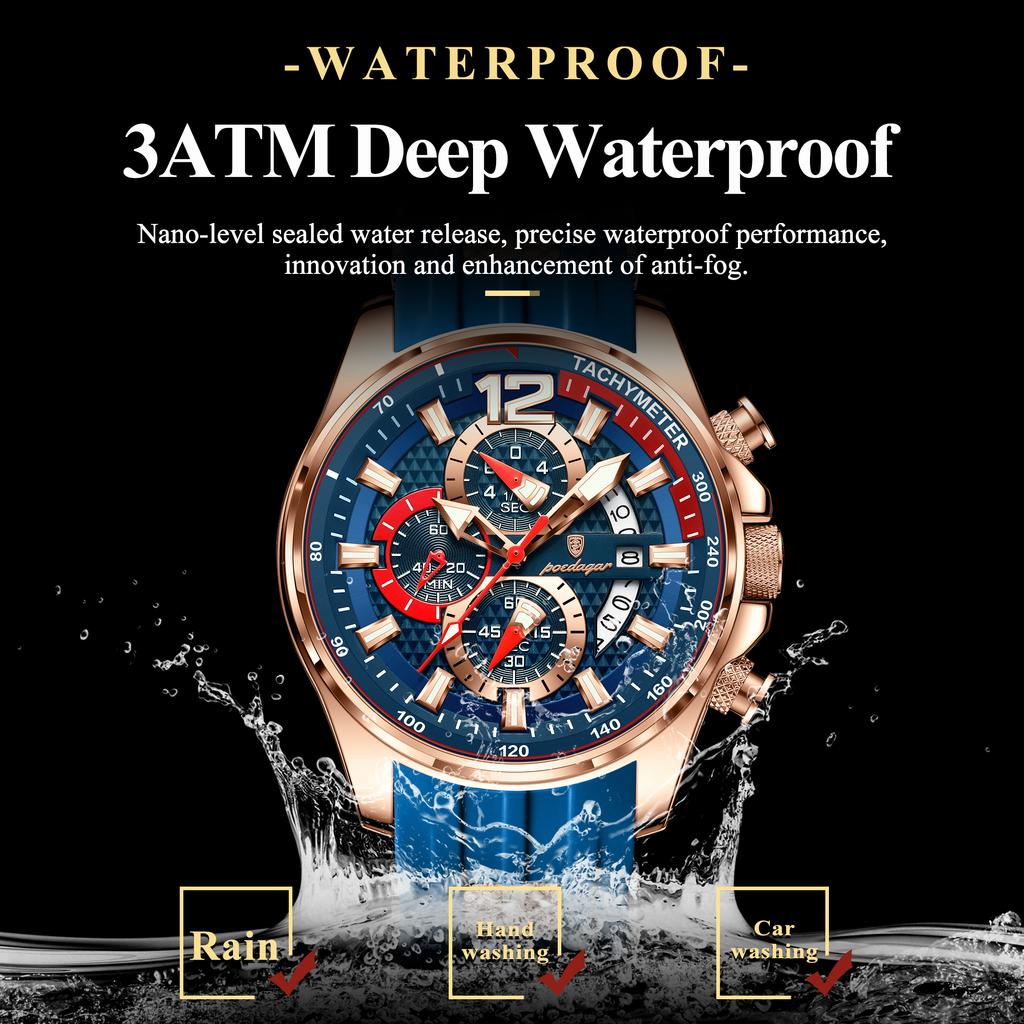 Luxury Military Men Watch Calendar Chronograph Waterproof Luminous Man Wristwatch Fashion Silicone Quartz Men's Watches