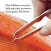 2 Pcs Fish Bone Tweezers, Stainless Steel Flat and Slant Pliers for Removing Meat Hair, Kitchen Salmon Trout