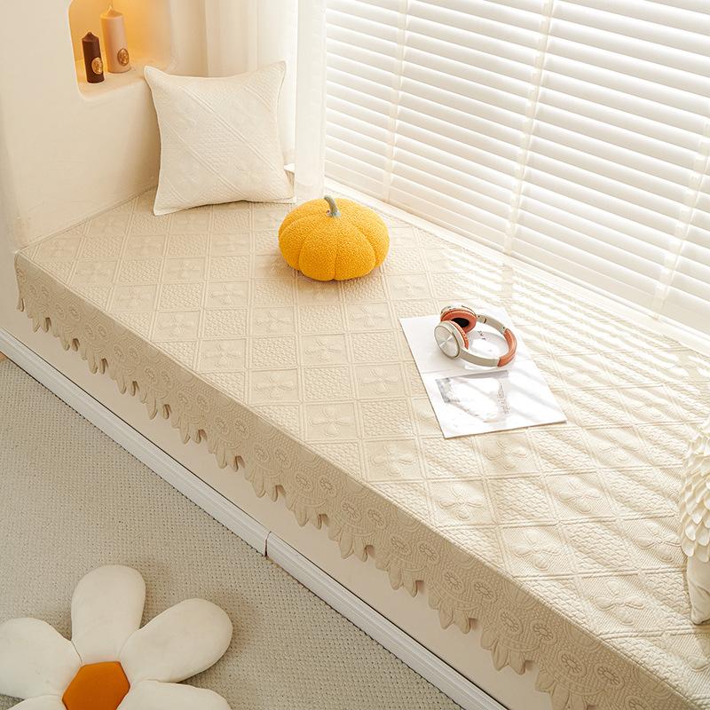 French Retro Pure Cotton Fabric Bay Window Mat Bedroom Balcony Window Sill Card Seat Non-Slip Mat Tatami Mat Sofa Cushion