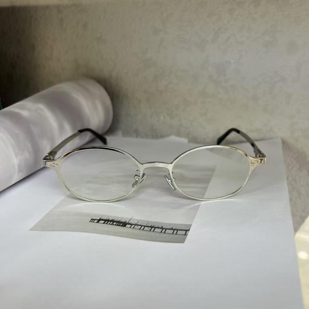 Retro Anti-blue Eyeglasses Transparent Optical Spectacle Eyeglass Fashion Metal Oval Glasses  Lady