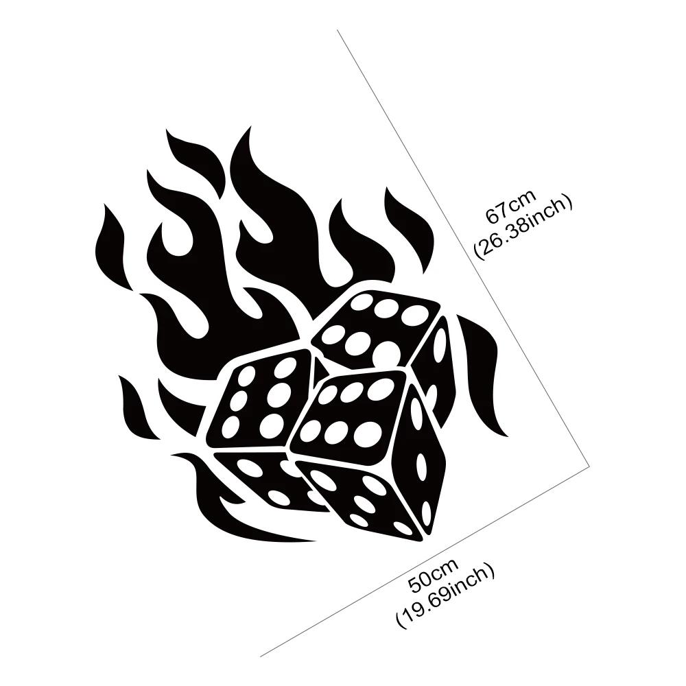Car Engine Hood Sticker Flame Dice Graphic Vinyl Decal For Auto Vans Trucks SUV Self-Adhesive Auto Body Window Decor Accessories