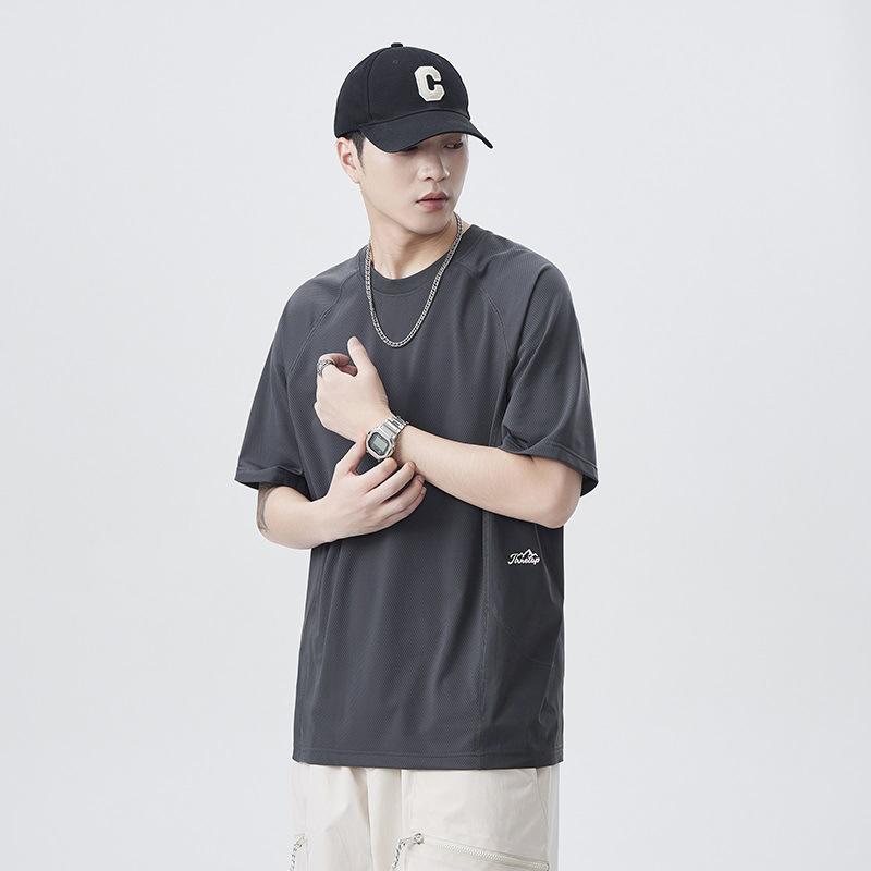 

New Summer Ice Silk Cool 180g Design Loose Round Neck T-shirt 4XL