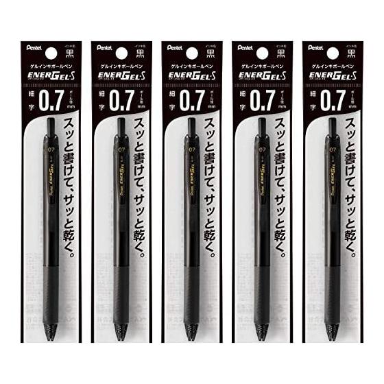Pentel Ballpoint Pen Gel Ink Energel S 0.7mm Black Shaft XBL127-A Black 5 Pieces