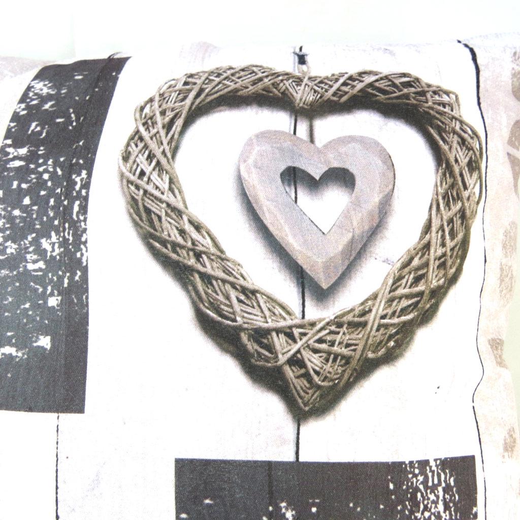 Les Trésors De Lily [N9603] - Decorative Cushion 'Home' Gray Beige - 45x45 Cm