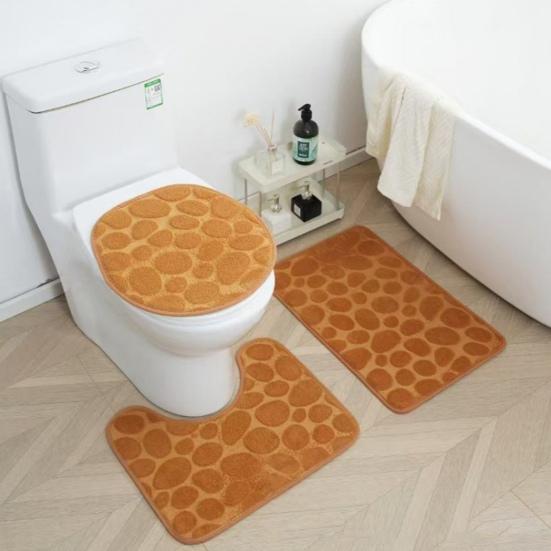 Non-slip Floor Mat U-shaped Pad Three-piece Set Wear Resistant Solid Color