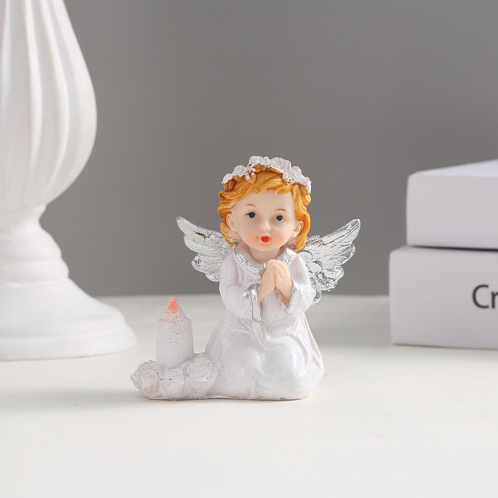 2pcs Angel Flower Fairy Cute Warm Countryside Resin Crafts Garden Home Living Room Entrance Decoration Ornament Birthday Gift