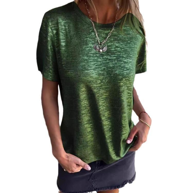 Women Casual Summer Short Sleeve Round Neck Tshirt Top