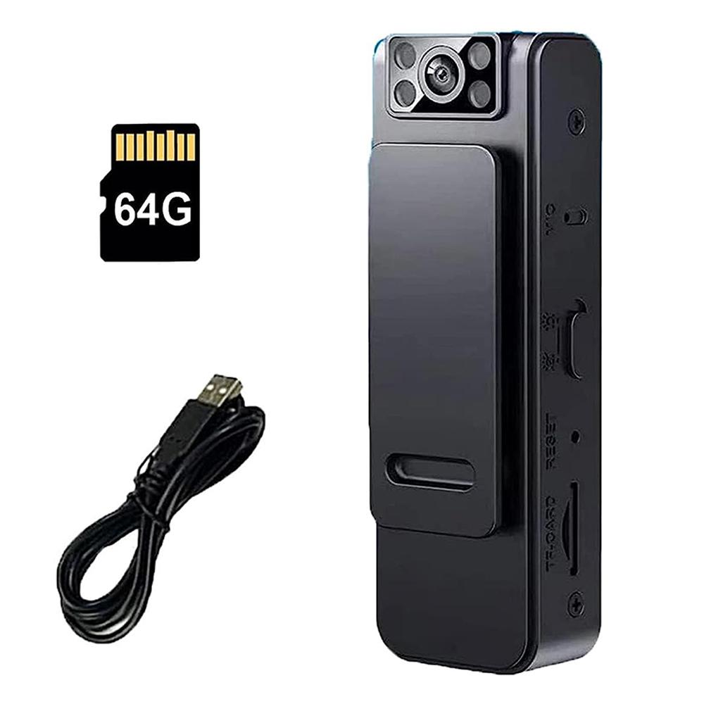 HD 1080P Noise Reduction Camera 90° Rotatable Lens Wearable Back Clip Cameras