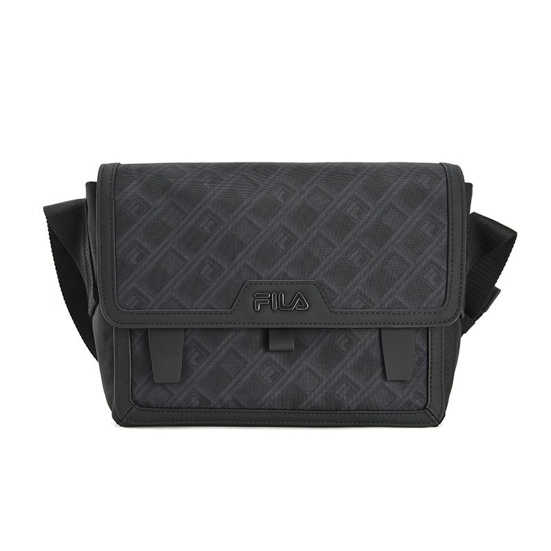 FILA Heritage Black Samurai Fashion Classic Trendy Casual Versatile Messenger Bag PU Crossbody Bag Regular Black Men bags F13M618102FBK Jet Black