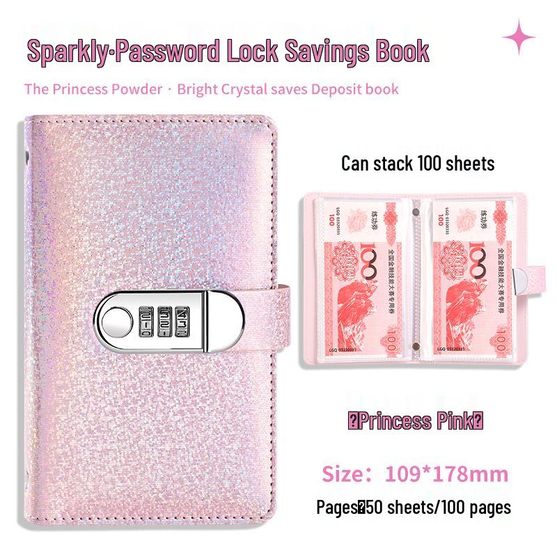 A6 Crystal Clear Savings Book with Password Money Clip, Large Capacity, 2026 New Model.