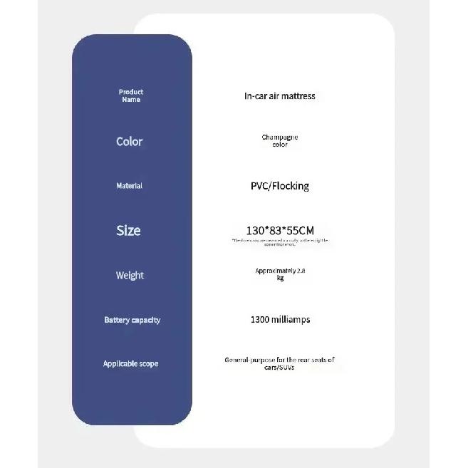 Automatic Car Inflatable Mattress Car Rear Sleeping Pad Travel Bed SUV Car Sleeping Artifact Air Mattress Built-in Air Pump