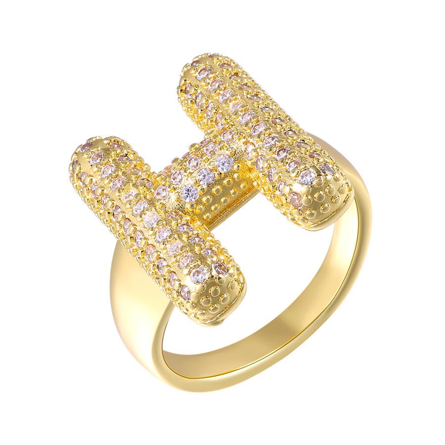 Zirkon Kupfer Mikro-Eingefasst 26-Buchstaben Offener Ring - Europäischer & Amerikanischer Weihnachtsschmuck