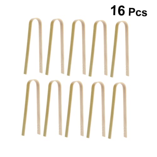 OUNONA 16pcs Bamboo Food Clips, Bamboo Tongs, Small Bamboo Cooking Tongs, Kitchen Supplies, Bamboo Serving Tongs, Bamboo Salad Tongs, Bamboo Kitchen T