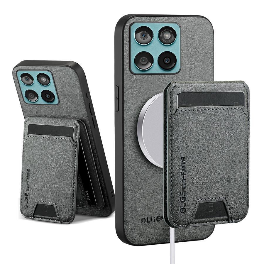 Magnetische Brieftasche Kartenhalter Hülle für Motorola Signature Edge 70 60 Pro Fusion Plus 60s Stylus für Magsafe Kabelloses Laden Funda Motorola Moto G86 Power graue