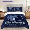 Memphis Grizzlies Bold Bear Spirit Three-piece Set(1 * Duvet Cover + 2 * Pillowcase, Without core)Christmas Birthday Gift Duvet Cover and Pillowcase
