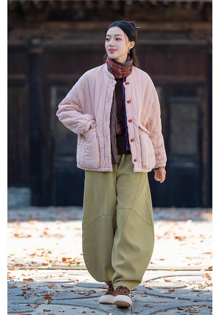 Women's Retro Chinese Style Quilted Cotton Linen Jacket