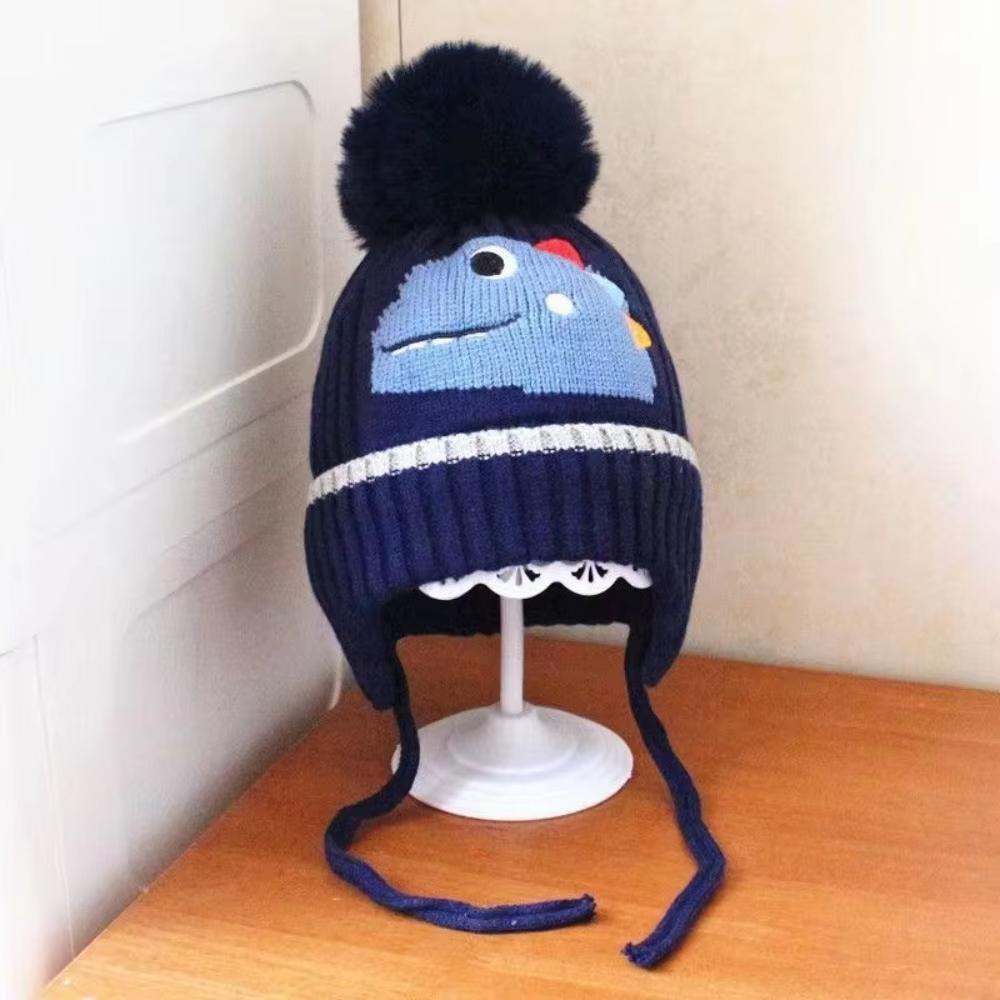 

Cartoon Dinosaur Boys Girls Ear Protection Hat Winter Children Knitted Hats Warm Baby Thicken Beanies Cap Kids Accessories