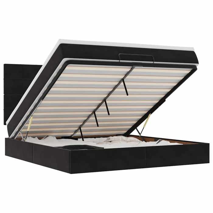 VidaXL Ottoman Bed Frame with Mattress Black 160x200 Cm Velvet, Bed Frame, Upholstered Bed Frame, Ottoman Bed Frame 3314332