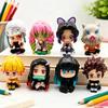 8Pcs/Set Demon Slayer Anime Figure Toy-Kimetsu No Yaiba Q Version Tanjiro Nidouzi Inosuke Zenizu Pvd Figurine Model Doll Gift