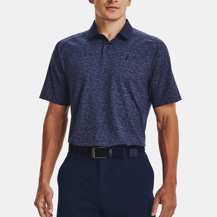 Under Armour Solid Color Casual Short Sleeve Polo Shirt Men Tops Midnight-Navy 1377294-410