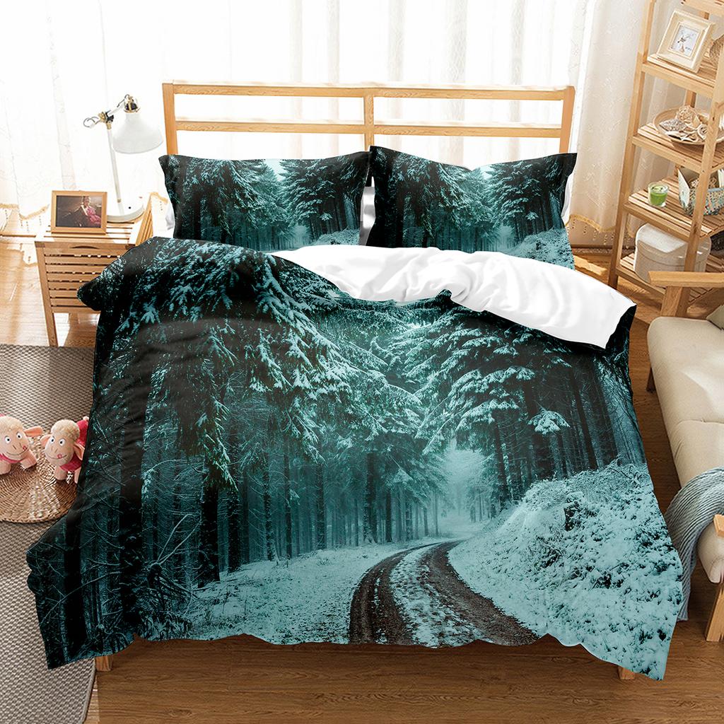 Sada povlaku na přikrývku Snowflake Zimní téma Polyesterový povlak na přikrývku Velikost Twin Full Pro Děti Dospívající Dospělé Dekorace do ložnice Ložní souprava