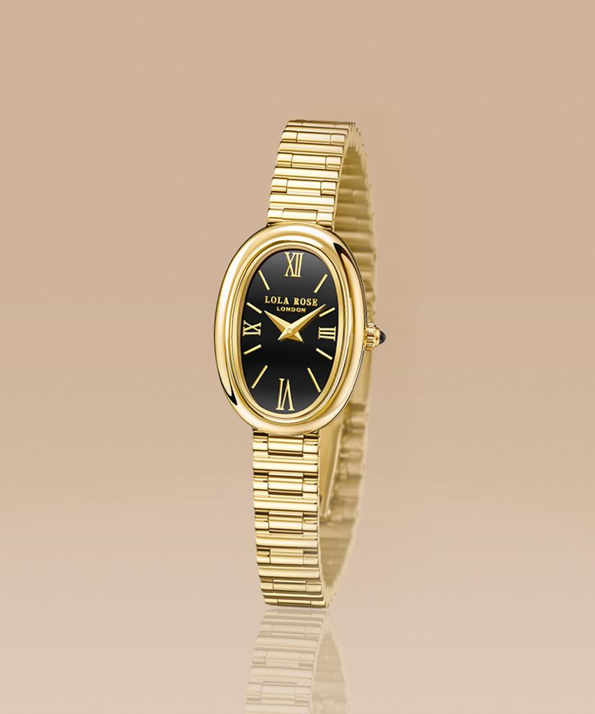 Lollalojeu Mirror Black Onyx Oval Women'S Wristwatch