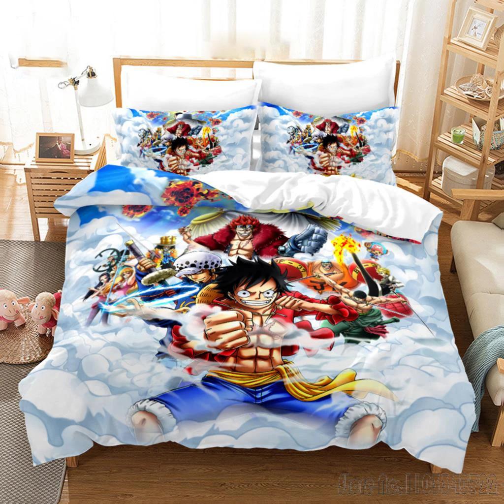 One Piece Anime Bedding Set Juvenile Monkey D.Luffy Odyssey Duvet Cover Set Design Bedding Set King Size Bed Comforters