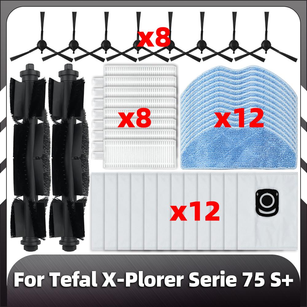 Compatible for Tefal X-Plorer Serie 75 S+ Replacement  Main Side brush HEPA Filter Mop Pads Dust Bag Spare Parts accessories