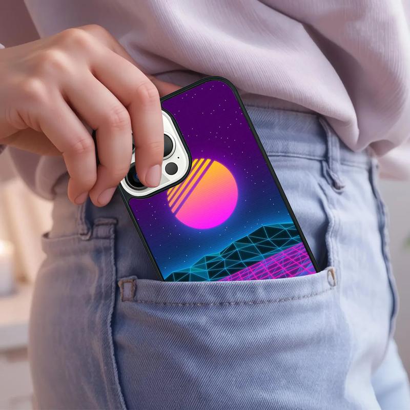 Synthwave 80's Retro Neon vaporwave Phone Case For iPhone 17 Air 15 16e 14 13 Pro Max Coque 12 11 Pro Max PLUS cover