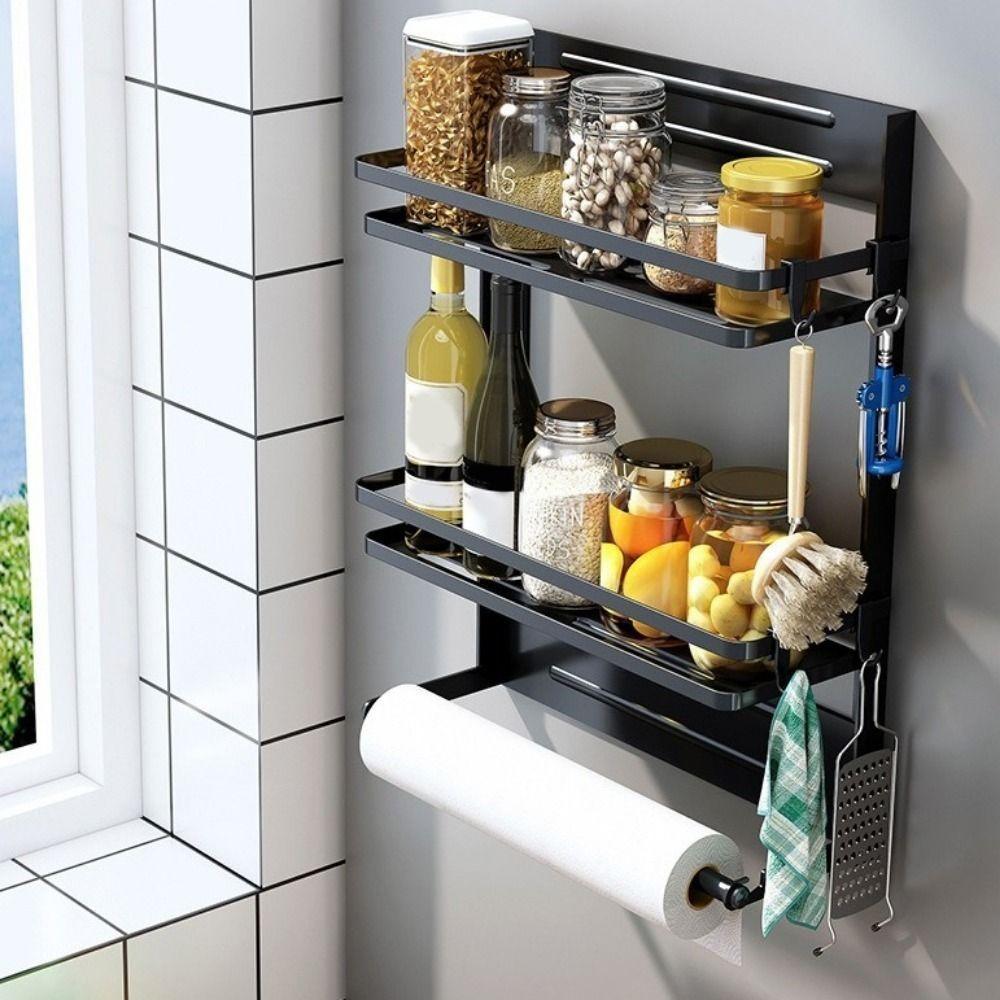 Large Capacity Refrigerator Magnetic Shelf Wall Mounted Seasoning Storage Organizer  for Kitchen