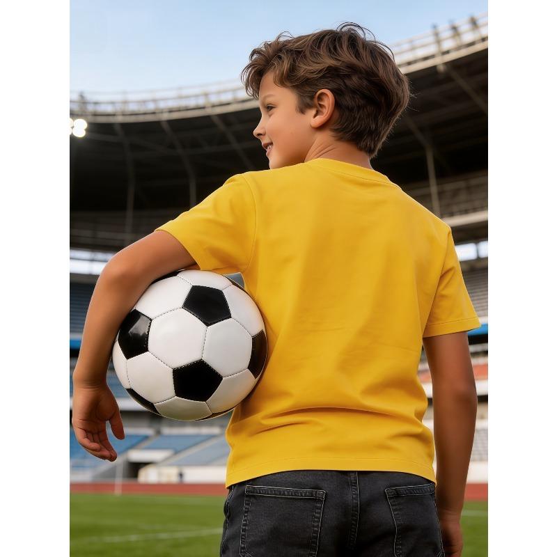 Boys Crewneck Short Sleeve T-Shirt, Campus Style Cute Cartoon Summer Print