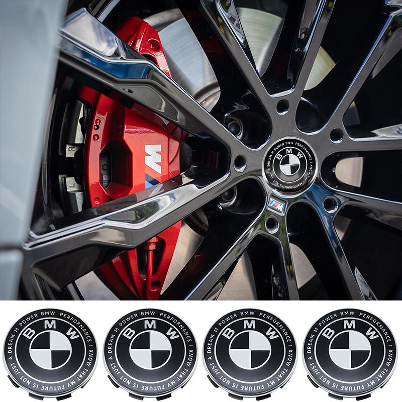 Car Thunder black white Logo Front Hood Emblem 82mm+Rear Badge 74mm+Wheel Hub Cap 68mm+56mm steering wheel sticker For All BMW CUN1
