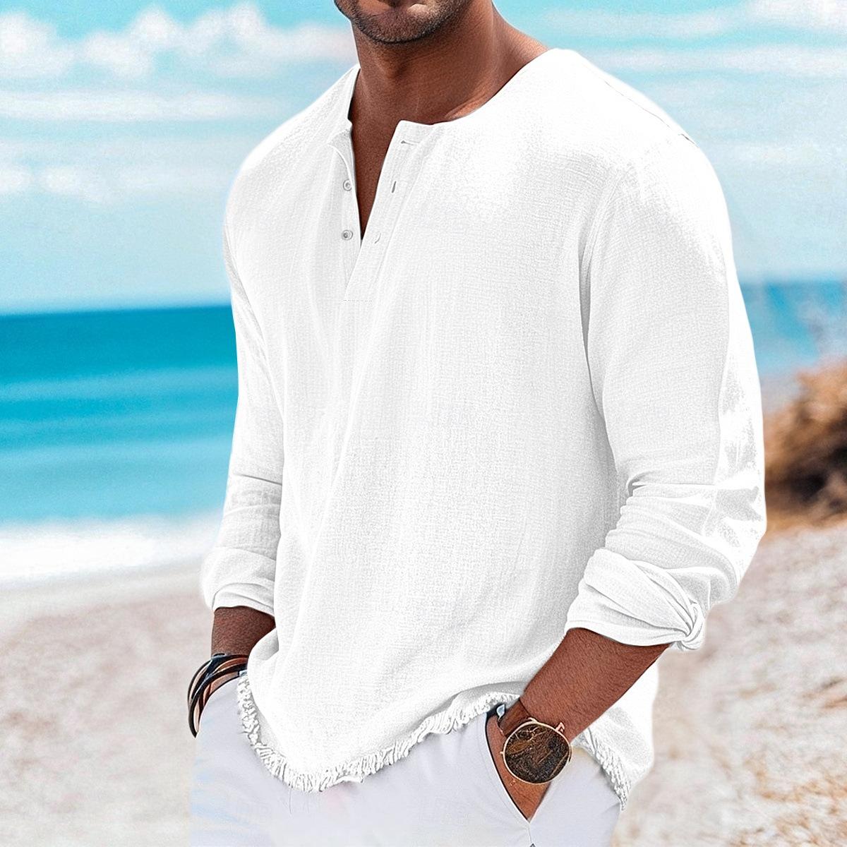 Men S Long Sleeve V Neck Casual Solid T Shirt S
