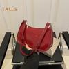 Retro Glossy Shoulder Bag Ladies Solid Color Faux Leather Underarm Bag Casual Hobo Purse Waterproof Handbag for Daily Life Travel Parties