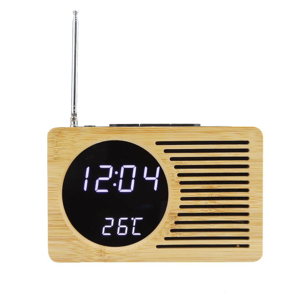 Multipurpose USB Digital LED Alarm Clock Thermometer Time Temperature Display FM Radio