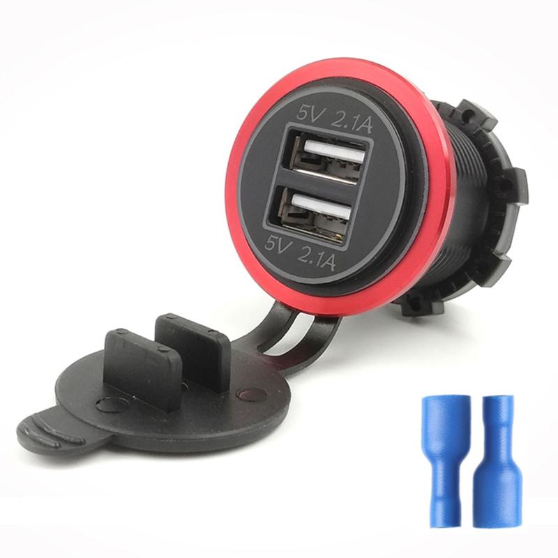 Waterproof DC 2.A Motorcycle Boat Car Dual USB Charger LED Power Adapter For Mobile Phone Tablet