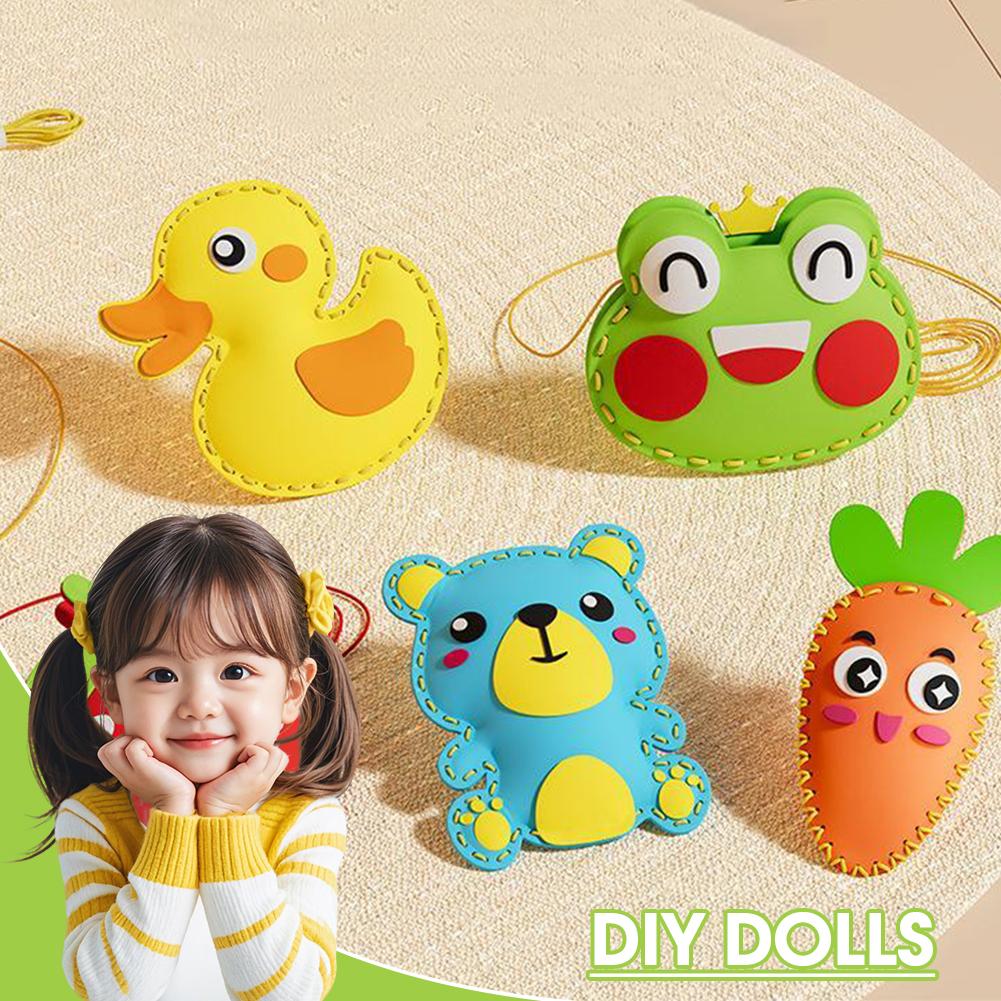 Children's DIY Sewing Toy Kits Cute Animal Fruit Rope Pendant Ability Doll Threading Gifts For Z3K8