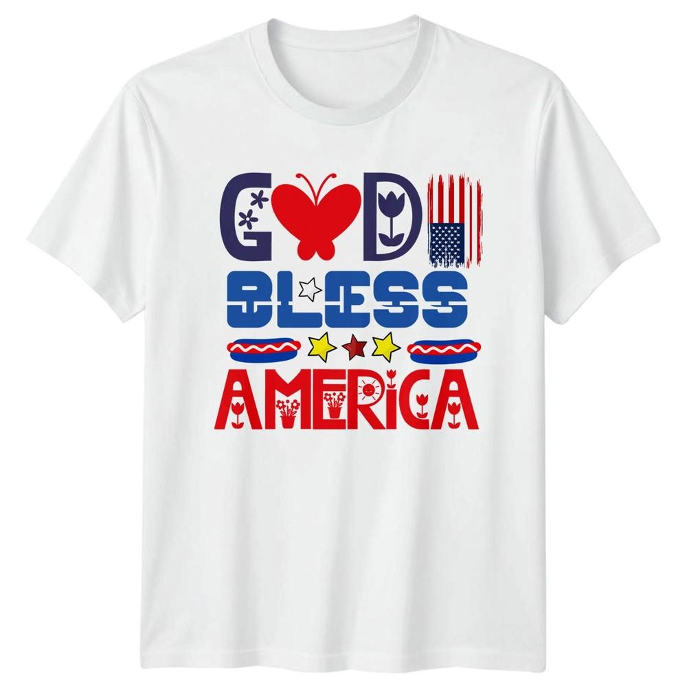 God Bless America Fourth of July Holidays Unisexs TShirt Unisexs Tee Graphic Unisex S