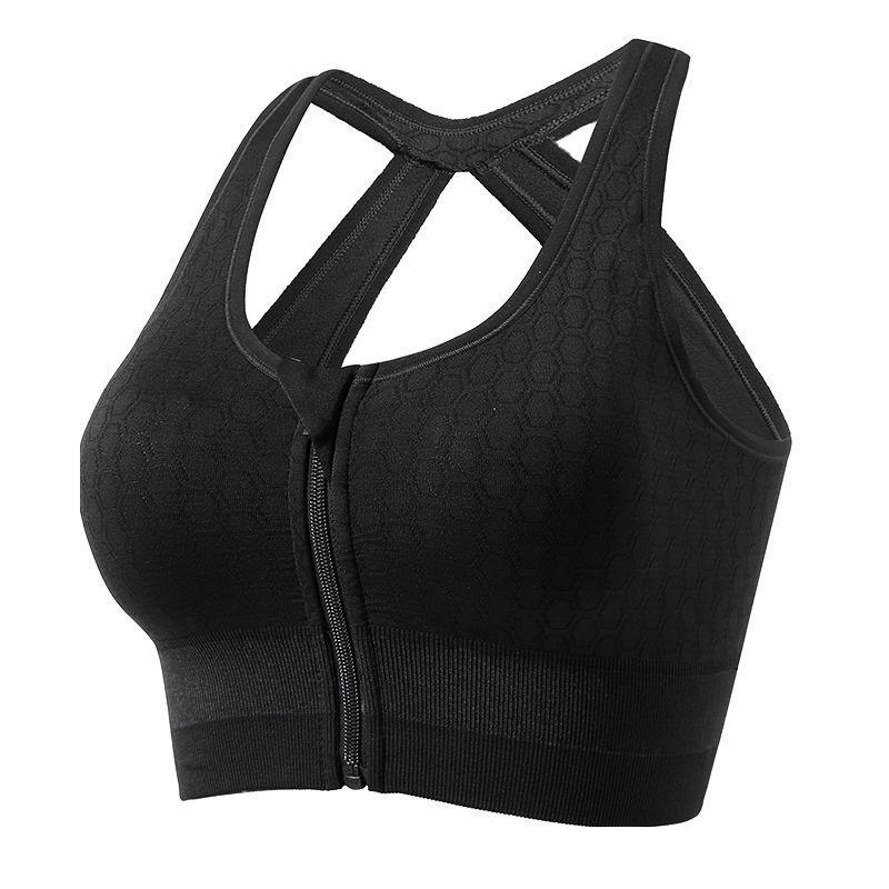 

Ударопрочное спортивное нижнее белье с молнией спереди, онлайн-красота, собранный сзади бюстгальтер для йоги и фитнеса XL чёрный