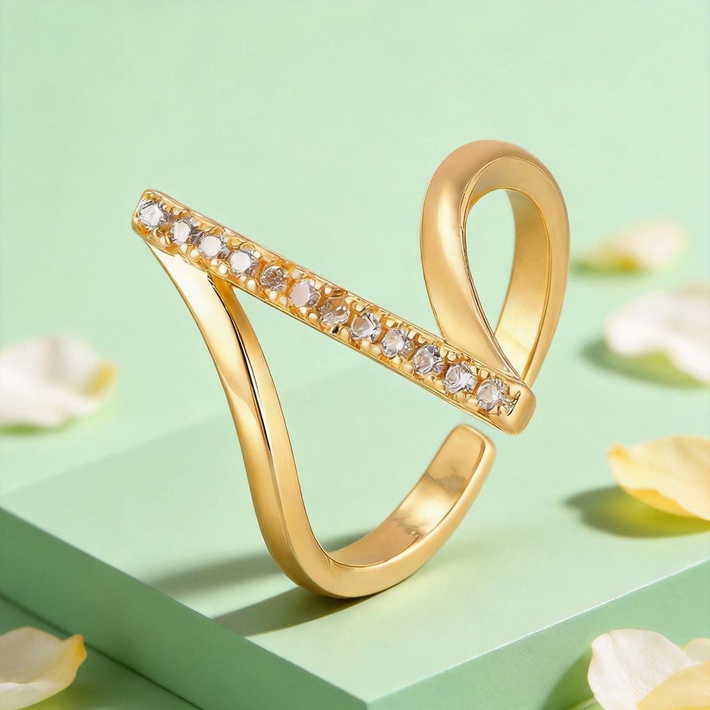 Fashion Charm CZ Inlaid Rings for Women Geometric Zircon Open Ring Vintage Wedding Jewelry Gift