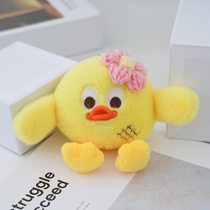 Adorable Cute Couple Duck Plush Keychain Soft Yellow Duck Backpack Charm