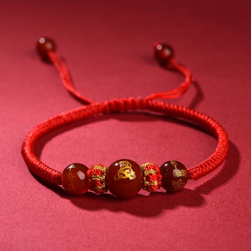 2026 Jahr des Pferdes Rotes Band Armband: Handgeknüpftes Rotes Seil für Tai Sui, Pferd, Ratte, Ochse und Hase