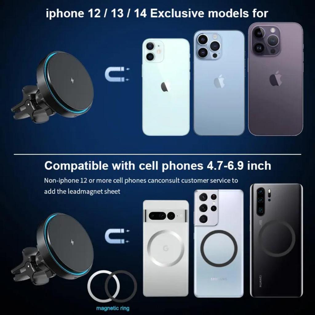 15W Air Vent Wireless Car Charger & Phone Holder